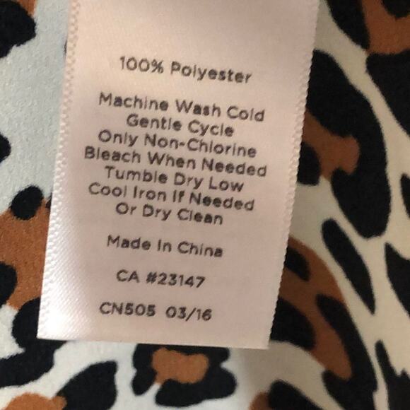 Talbots Slouchy Leopard Print Blouse Small Petite Brown Black Cream Multicolor - Picture 10 of 12